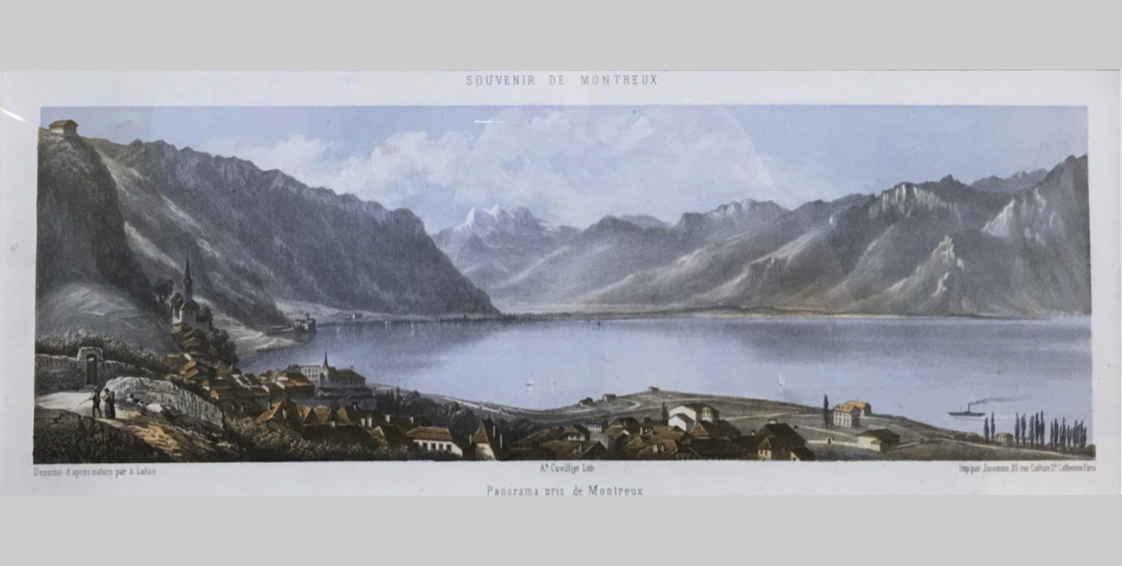 Panorama pris de Montreux_1840_Lithographie Cuvillier_Collection privée